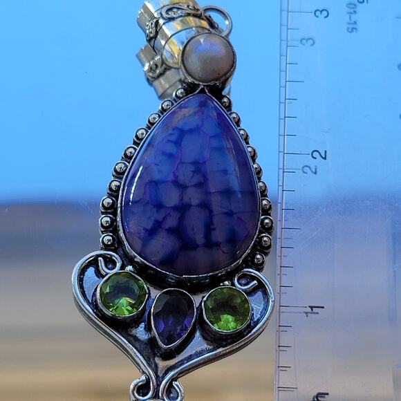 Amethyst Teardrop Pendant with 20-Inch Sterling Silver Chain - Picture 10 of 10